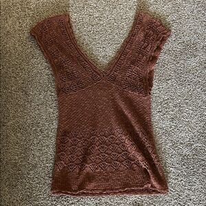 Banana Republic Rust Crochet V-Neck Knit Tank